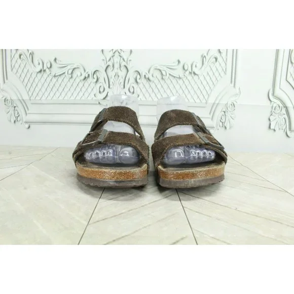 Birkenstock Arizona Brown Suede Double-Strap Slide Sandals Size 38 US 7 - Picture 4 of 9